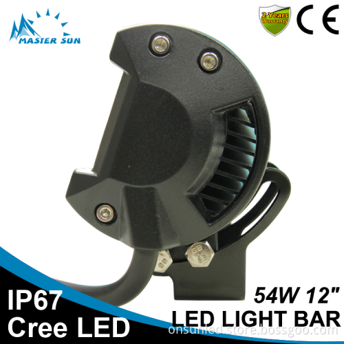 Waterproof 12inch 54w led tractor work light car led light bar off road led light bar